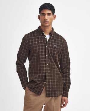 Barbour Harthill Tailored Long Sleeved Cord Shirt Brown | BABO87811