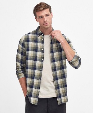 Barbour Hillroad Tailored Long-sleeved Shirt Olive | BABO87693