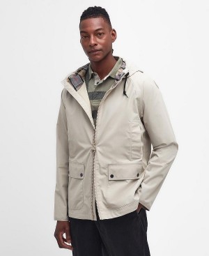 Barbour Hooded Domus Waterproof Jacket Classic White | BABO87408