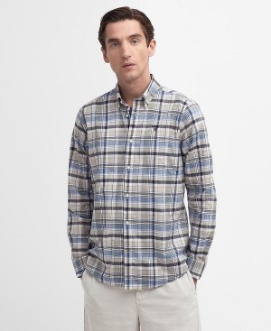 Barbour Hutton Tailored Long-sleeved Shirt Stone | BABO87711