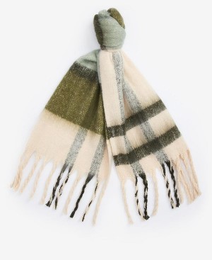 Barbour Isla Tartan Boucle Scarf Soft Mint | BABO90100