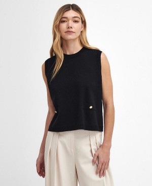 Barbour Kathryn Sweater Vest Classic Black | BABO89756