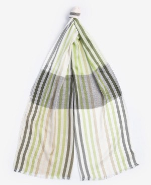 Barbour Kendra Check & Stripe Scarf Bayleaf | BABO90073