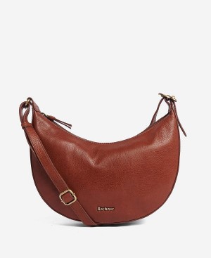 Barbour Laire Leather Half-moon Bag Classic Brown | BABO89989