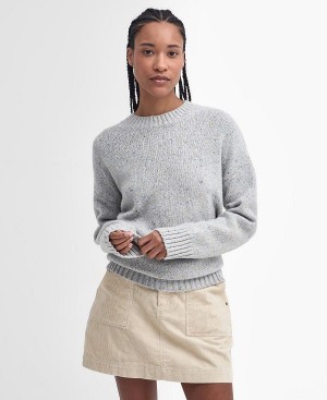 Barbour Lavensdale Crew Neck Jumper Pearl Blue | BABO89761