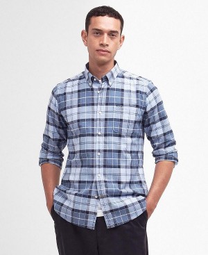 Barbour Lewis Tailored Long-sleeved Shirt Berwick Blue Tartan | BABO87718