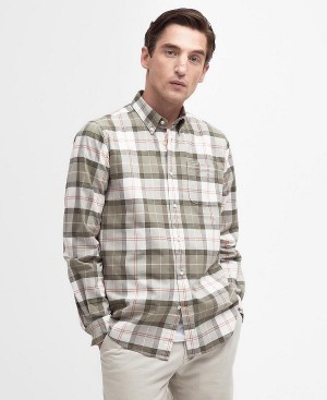 Barbour Lewis Tailored Long-sleeved Shirt Glenmore Olive Tartan | BABO87748