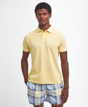 Barbour Lightweight Sports Polo Shirt Lemon | BABO88105