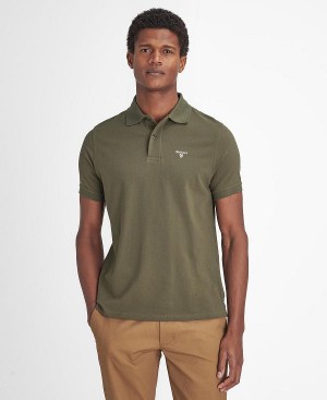 Barbour Lightweight Sports Polo Shirt Olive | BABO88094