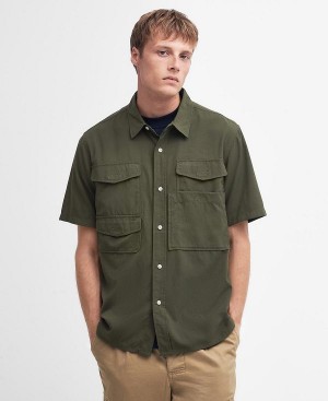 Barbour Lisle Safari Oversized Short-sleeved Shirt Mid Olive | BABO87753