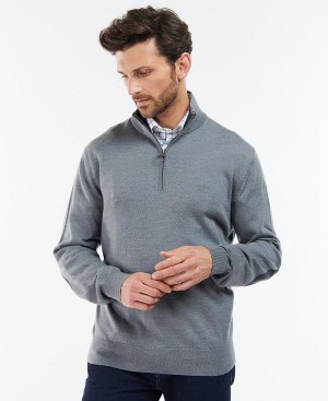 Barbour Loyton Merino Half Zip Sweatshirt Grey Marl | BABO88526