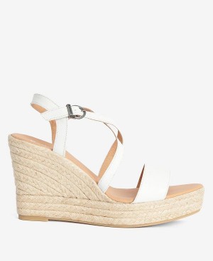 Barbour Lucia Espadrille Wedges Classic White | BABO89890