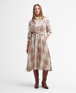 Barbour Marianne Tartan Midi Dress Ancient Loden Tartan | BABO89642