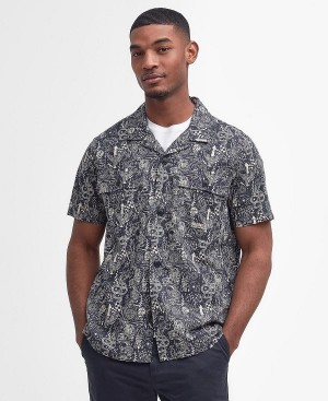 Barbour Mitchel Regular Short-sleeved Shirt Classic Navy | BABO87785