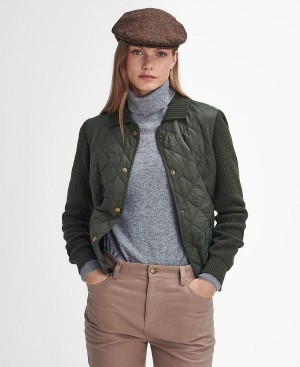 Barbour Moors Quilted Cardigan Olive | BABO89718