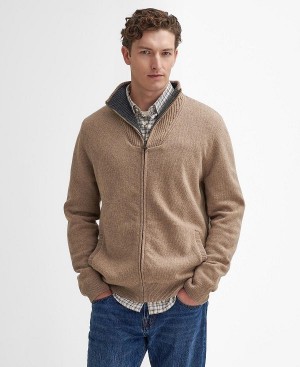 Barbour Nelson Essential Full-zip Jumper Beige | BABO88667