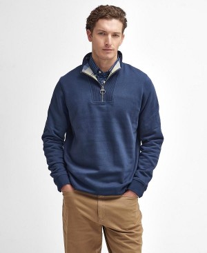 Barbour Nelson Half-zip Sweatshirt Navy | BABO88679