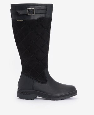 Barbour Oak Knee-high Boots Classic Black | BABO89882