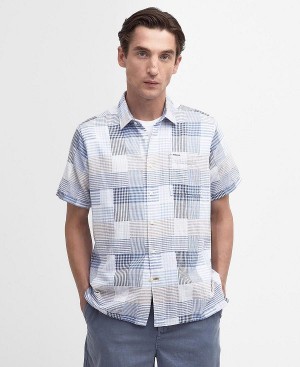 Barbour Oakshore Regular Short-sleeved Shirt Sky | BABO87760