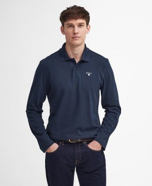 Barbour Original Sports Long-sleeved Polo Shirt Navy | BABO88221