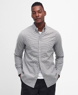 Barbour Oxford Tailored Long-sleeved Gingham Shirt Dusty Green | BABO87713