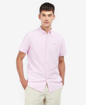 Barbour Oxford Tailored Short-sleeved Shirt Pink | BABO87619