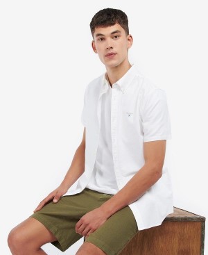 Barbour Oxford Tailored Short-sleeved Shirt White | BABO87650