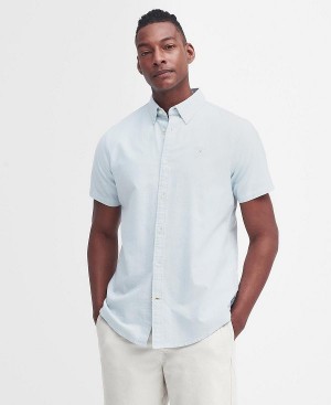 Barbour Oxford Tailored Short-sleeved Shirt Sky | BABO87774