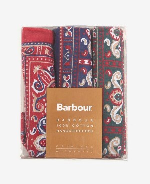 Barbour Paisley Handkerchiefs Gift Box Set Red/Green/Navy | BABO89078