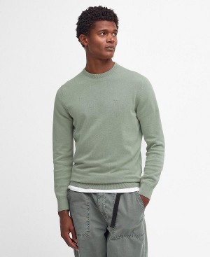 Barbour Pima Cotton Crew Neck Jumper Agave Green | BABO88500