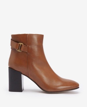 Barbour Piper Heeled Ankle Boots Tan | BABO89884