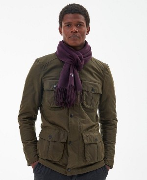 Barbour Plain Lambswool Scarf Purple | BABO89092