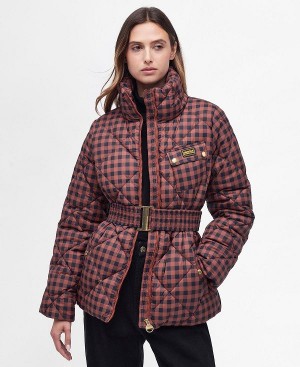 Barbour Printed Aurora Quilted Jacket Amaretto/Northumberland Check | BABO89271