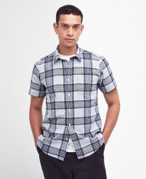 Barbour Reading Tailored Short-sleeved Shirt Classic Navy | BABO87769