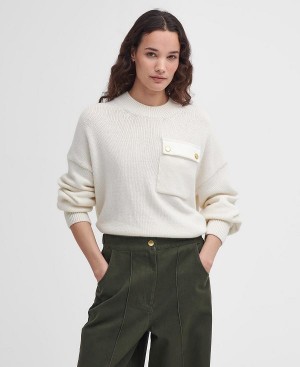 Barbour Reighton Crew Neck Jumper Beige | BABO89762