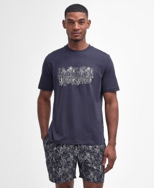 Barbour Ridley Graphic T-shirt Navy | BABO88337