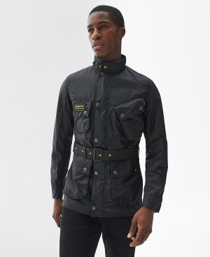 Barbour Slim International Wax Jacket Black | BABO87174