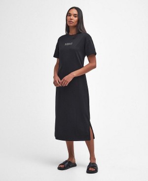 Barbour Sofia Midi Dress Black | BABO89617