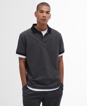 Barbour Sports Polo Mix Shirt Black | BABO88052