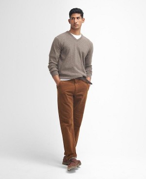 Barbour Stretch Cord Tailored Trousers Dark Honey | BABO88805