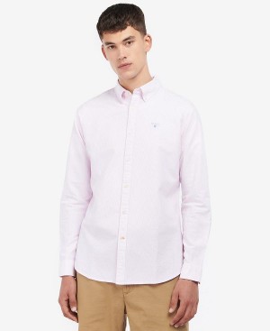 Barbour Striped Oxford Tailored Shirt Classic Pink | BABO87596