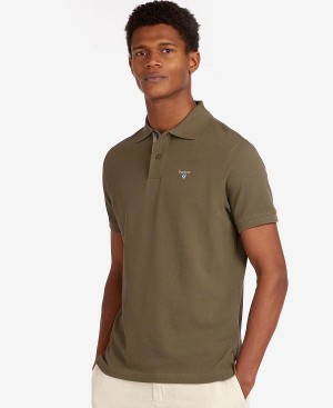 Barbour Tartan Pique Polo Shirt Burnt Olive | BABO88126