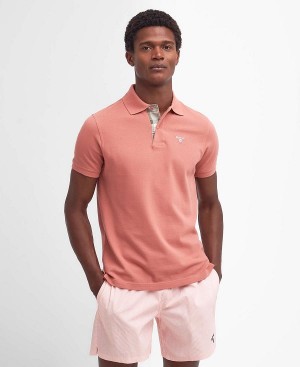 Barbour Tartan Pique Polo Shirt Pink Clay | BABO88159