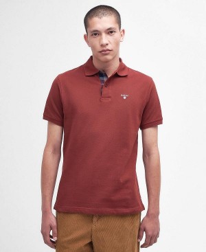 Barbour Tartan Pique Polo Shirt Red | BABO88154