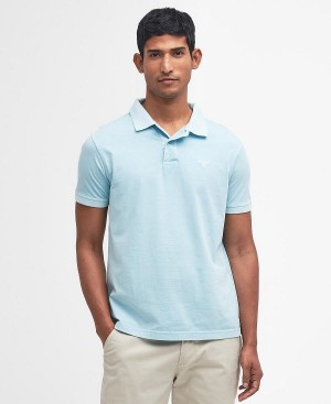 Barbour Terra Dye Short-sleeved Polo Shirt Sky | BABO88169