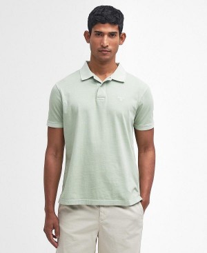 Barbour Terra Dye Short-sleeved Polo Shirt Sea Foam | BABO88170