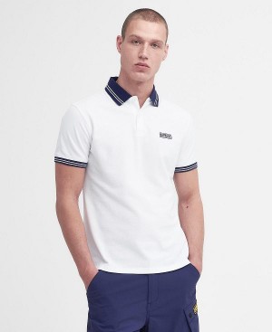 Barbour Tracker Short-sleeved Polo Shirt Bright White | BABO88193