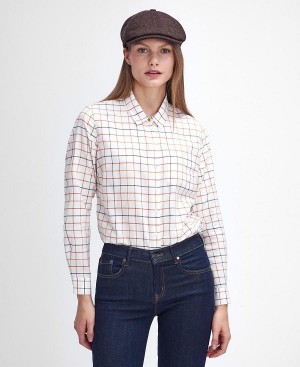 Barbour Triplebar Long-sleeved Shirt Cloud/Spiced Pumpkin Check | BABO89512