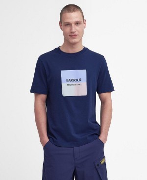 Barbour Triptych Graphic T-shirt Pigment Navy | BABO88328