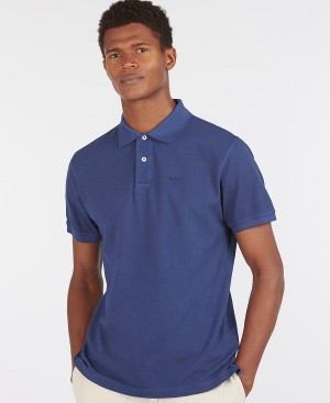 Barbour Washed-out Sports Polo Shirt Blue | BABO88037